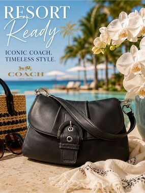 Coach 2012  SoHo F17217 Black Leather Shoulder Bag With Silver Hardware